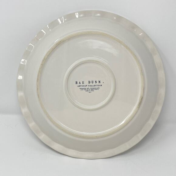 Rae Dunn Artisan Collection Fall White Ceramic PUMPKIN 10 Inch Round Pie Dish - Picture 8 of 9